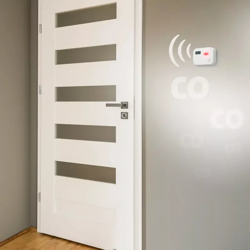 Detetor de monóxido de carbono Alecto COA3910 — sensor CO eletroquímico, a pilhas, branco, 110×78×37 mm