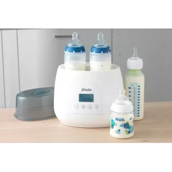 Aquecedor de biberões Alecto BW700TWIN — aquecedor de biberões duplo 3 em 1 elétrico, 512 W, 230 V, branco