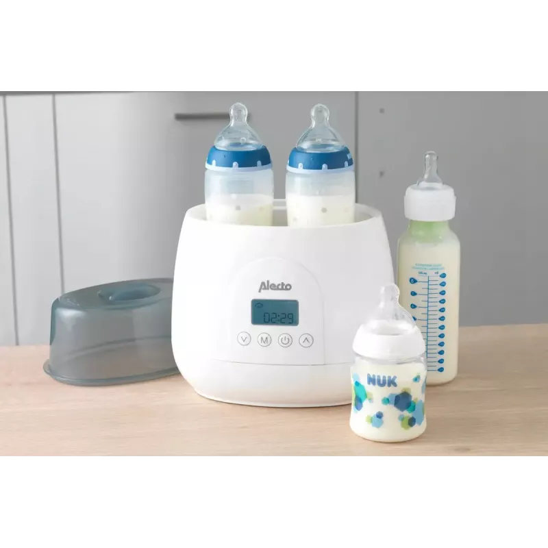 Aquecedor de biberões Alecto BW700TWIN — aquecedor de biberões duplo 3 em 1 elétrico, 512 W, 230 V, branco