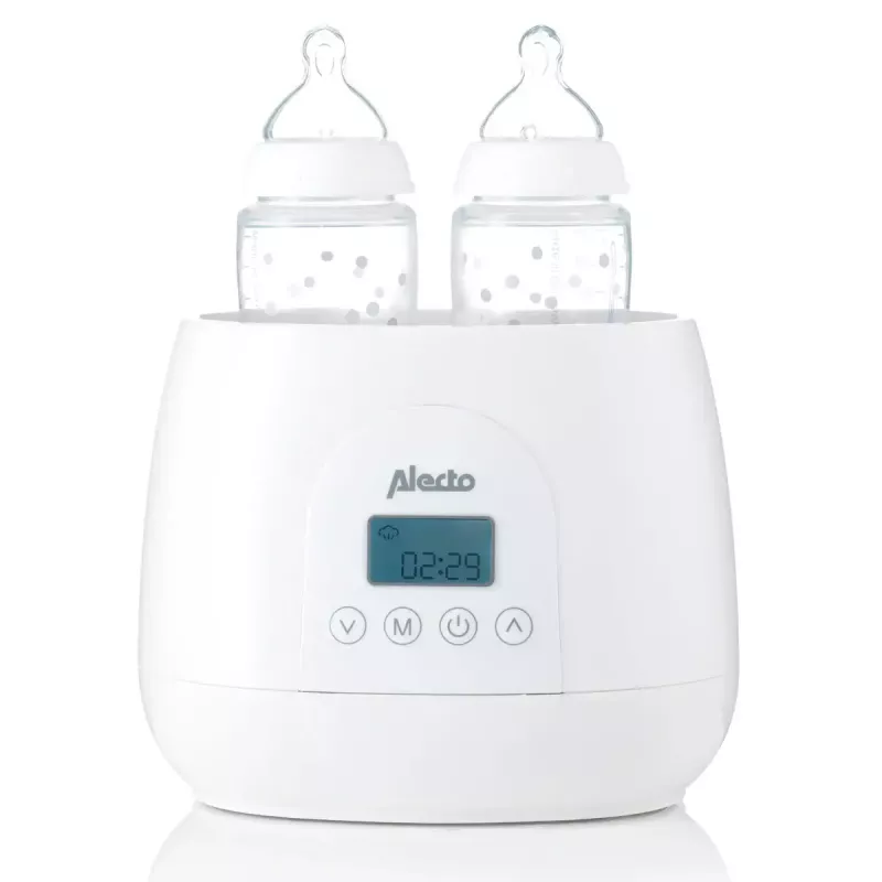 Aquecedor de biberões Alecto BW700TWIN — aquecedor de biberões duplo 3 em 1 elétrico, 512 W, 230 V, branco