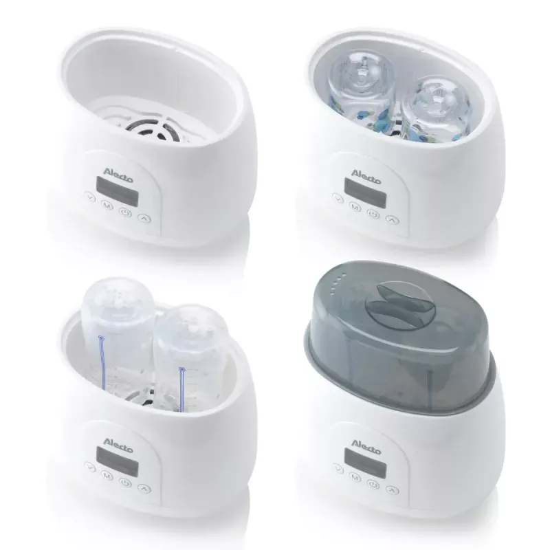 Aquecedor de biberões Alecto BW700TWIN — aquecedor de biberões duplo 3 em 1 elétrico, 512 W, 230 V, branco