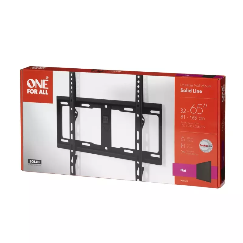 Suporte de parede para TV One For All Solid 165,1 cm (65) preto