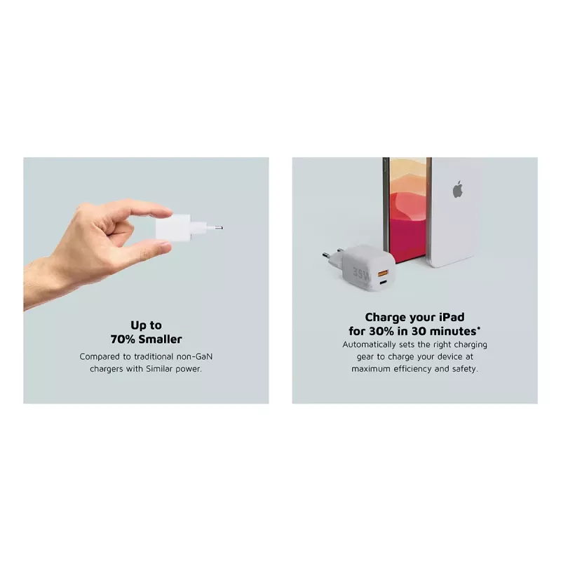 Carregador de parede Xtorm 35W GaN² Ultra interior USB Type-C carregamento rápido branco