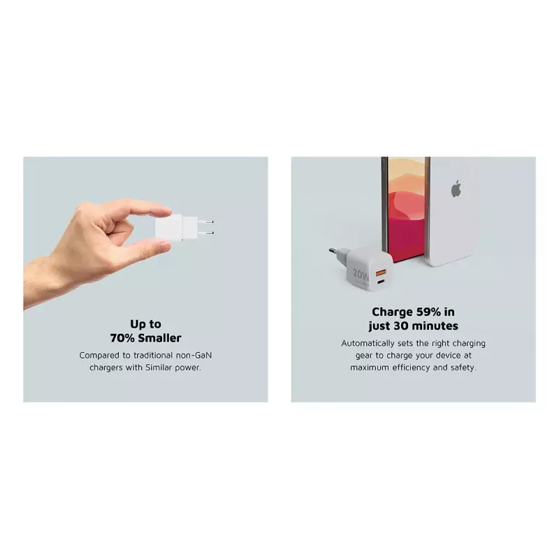 Carregador de parede Xtorm 20W GaN² Ultra — 20 W, USB-C, para interior, branco
