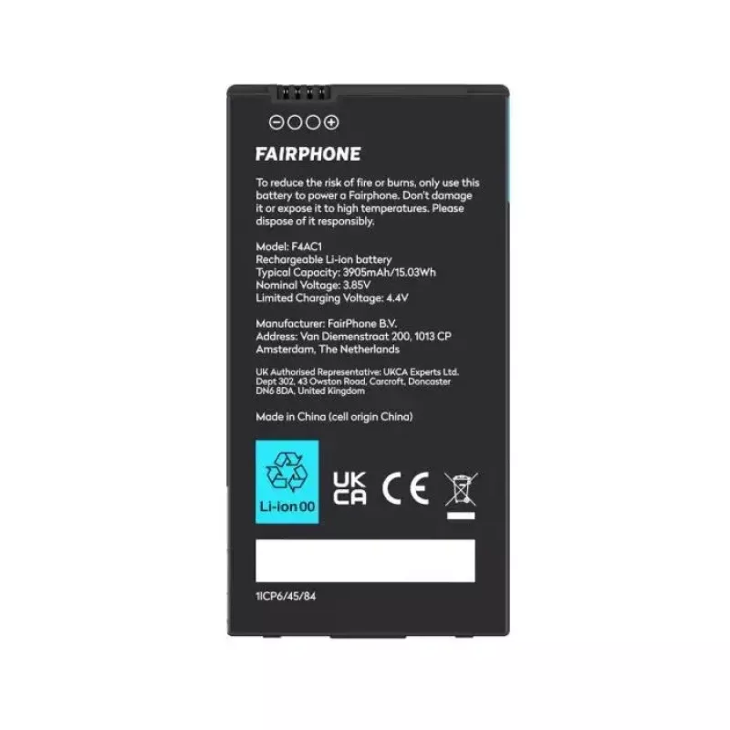 Bateria Fairphone F4BATT-1ZW-WW1 preta 46,8x91,9x6,2mm