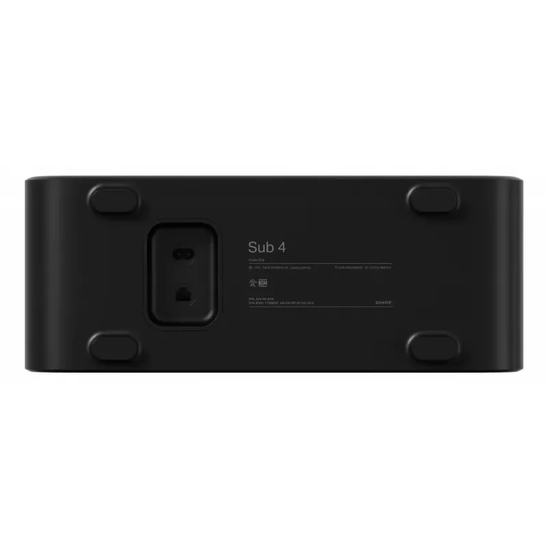 Subwoofer ativo Sonos Sub 4 preto — amplificador Class-D, AC 110–240 V, 40,2×15,8×38,9 cm