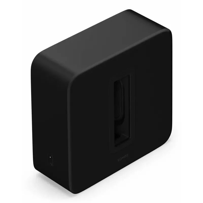 Subwoofer ativo Sonos Sub 4 preto — amplificador Class-D, AC 110–240 V, 40,2×15,8×38,9 cm