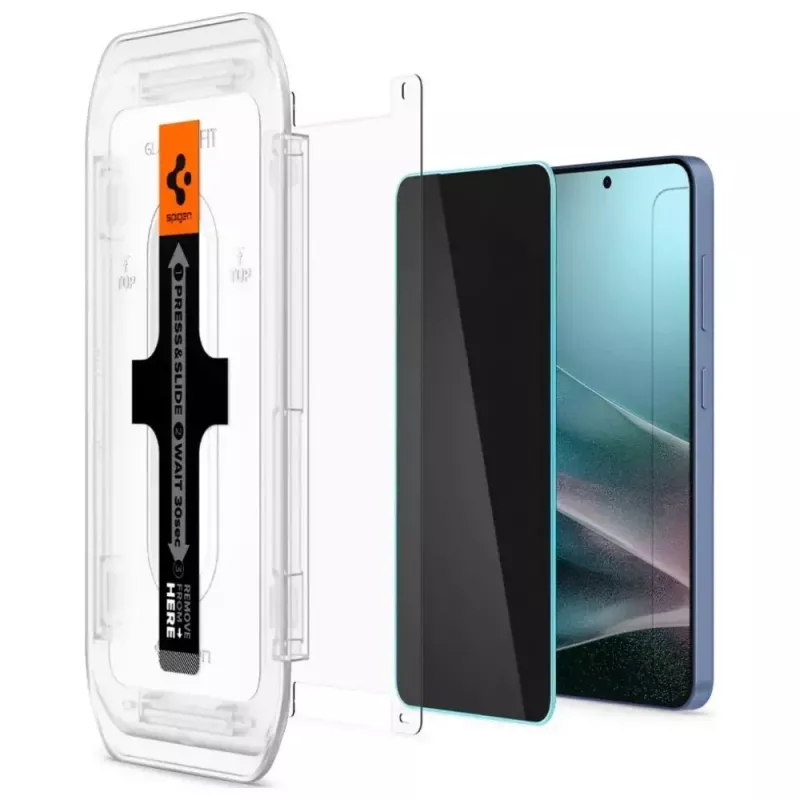 Película de proteção de ecrã em vidro temperado com privacidade Spigen Glas.TR EZ FIT HD para Samsung Galaxy S24/S25 — 2 unid.