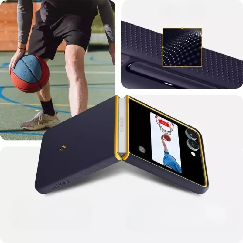 Capa de proteção Spigen Nano Pop Mag para Samsung Galaxy Z Flip 7 — Blueberry Navy, compatível com MagSafe