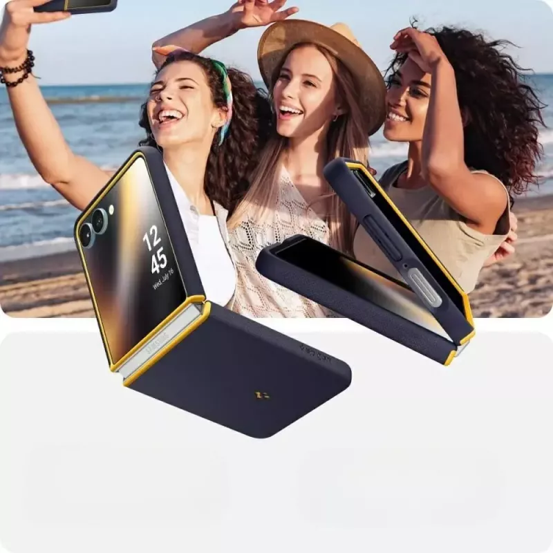 Capa de proteção Spigen Nano Pop Mag para Samsung Galaxy Z Flip 7 — Blueberry Navy, compatível com MagSafe