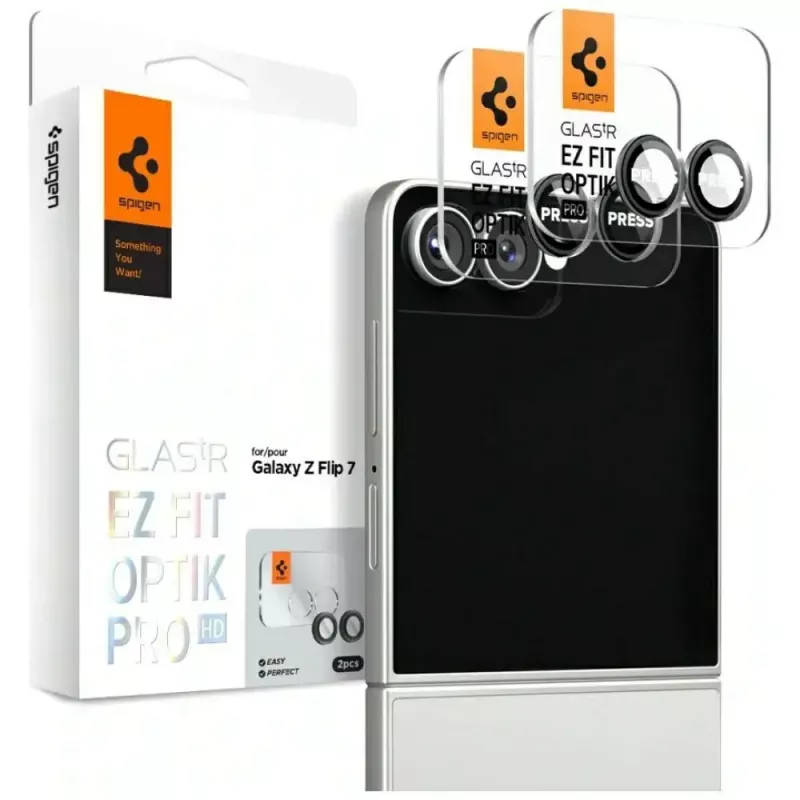 Vidro de proteção de câmara Spigen para Galaxy Z Flip 7 HD vidro pack de 2