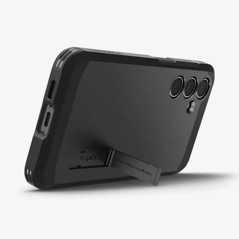 Capa Spigen Tough Armor Galaxy S24 FE preta com suporte de secretária