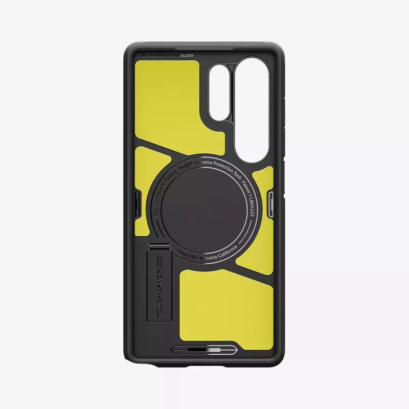 Capa Spigen Galaxy S25 Ultra Tough Armor AI preta com suporte de secretária