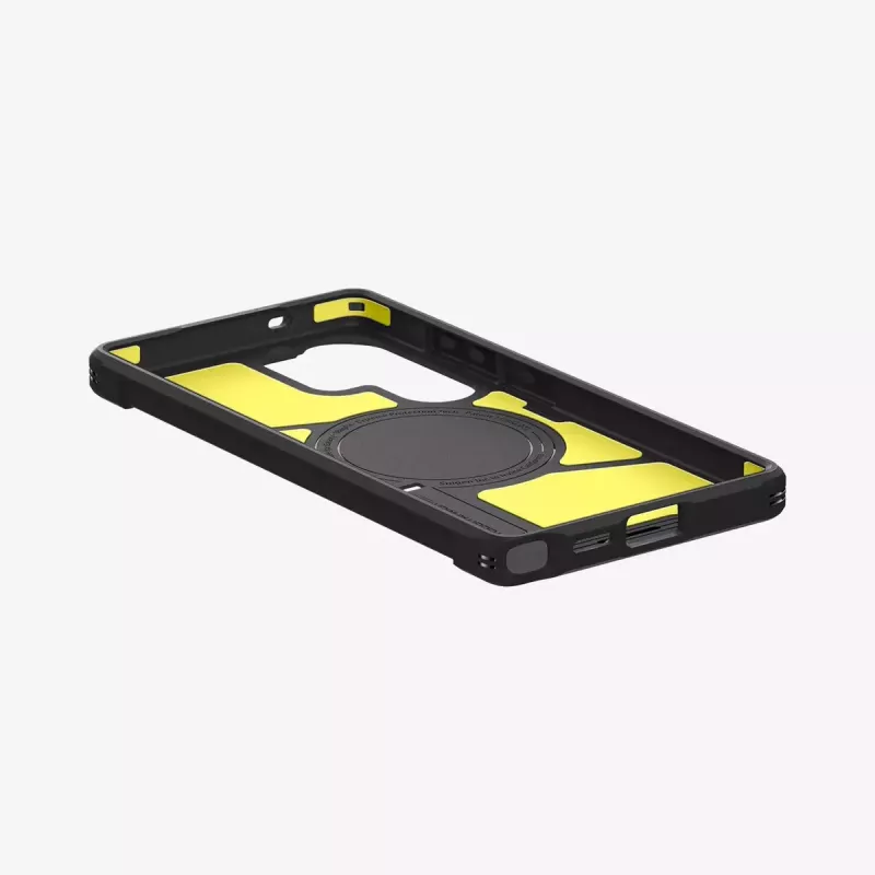 Capa Spigen Galaxy S25 Ultra Tough Armor AI preta com suporte de secretária