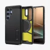 Capa Spigen Galaxy S25 Ultra Tough Armor AI preta com suporte de secretária