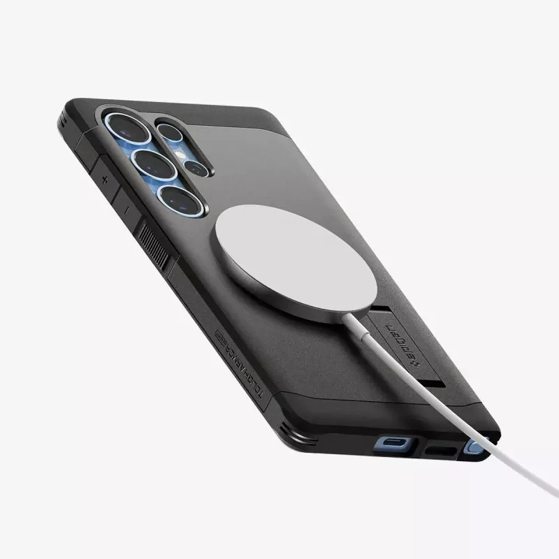 Capa Spigen Galaxy S25 Ultra Tough Armor AI gunmetal monocromática