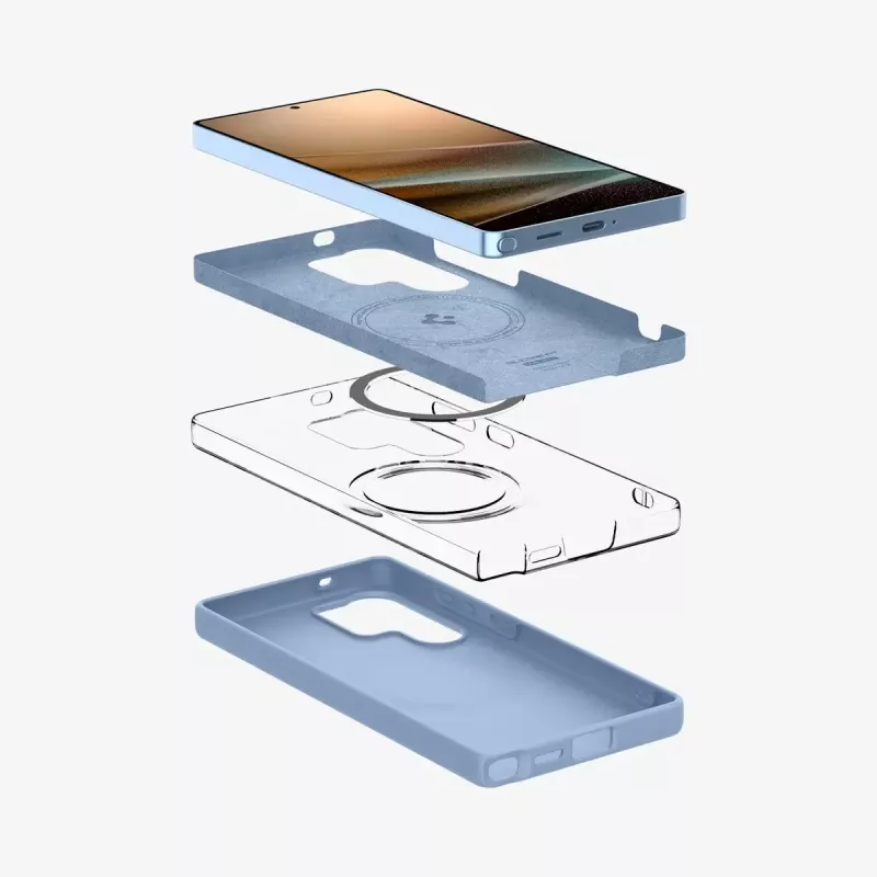 Capa Spigen Galaxy S25 Ultra Silicone Fit MagFit azul-safira