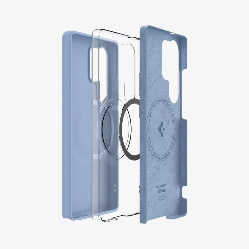 Capa Spigen Galaxy S25 Ultra Silicone Fit MagFit azul-safira