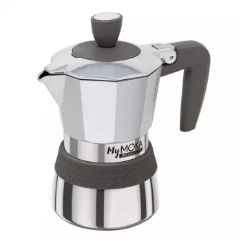 Cafeteira moka Pedrini MyMoka induction castanha em aço inoxidável