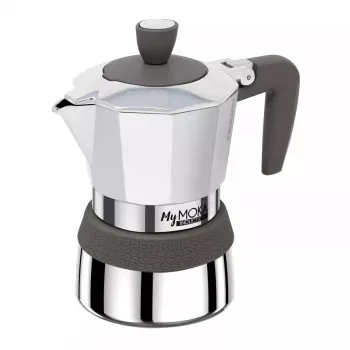 Cafeteira moka Pedrini MyMoka induction castanha em aço inoxidável