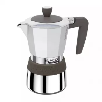 Cafeteira moka Pedrini MyMoka induction castanha em aço inoxidável