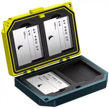 Estojo para cartões de memória Angelbird 4 cartões CFast alumínio preto amarelo