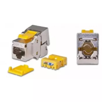 Módulo keystone Wirewin WKS JACK KAT6A STP EA 12 RJ-45 plano metálico amarelo