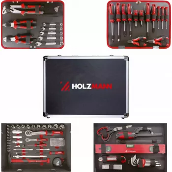 Caixa de ferramentas Holzmann WZK119ECO — conjunto de 119 peças, design robusto