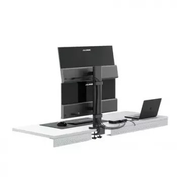 Suporte para monitor ALOGIC ED34VMSSGR com braço de grampo para ecrãs até 34 polegadas, ecrã duplo, capacidade de 12 kg, cinzento