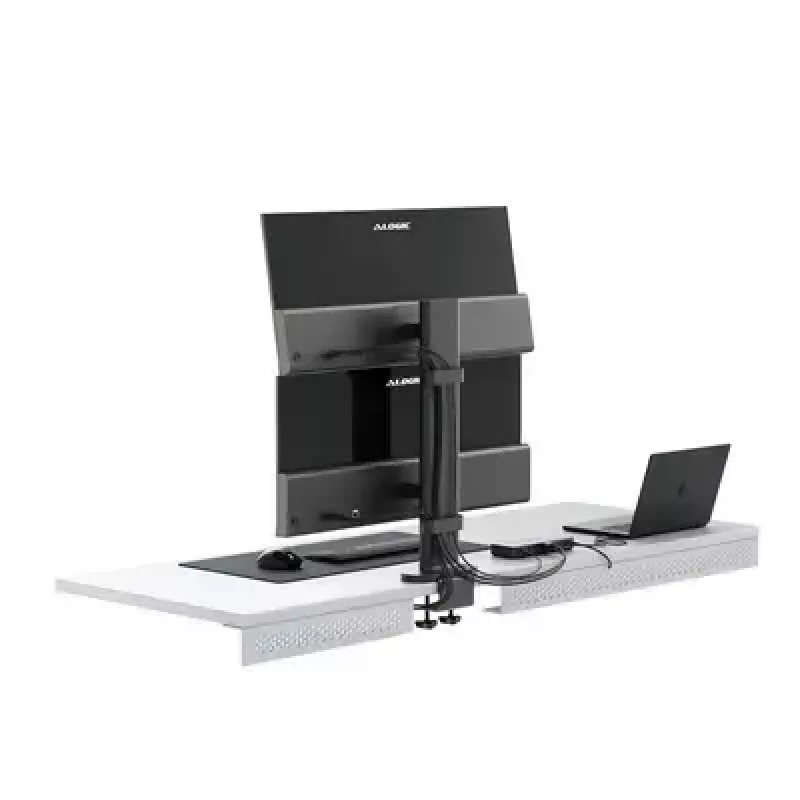 Suporte para monitor ALOGIC ED34VMSSGR com braço de grampo para ecrãs até 34 polegadas, ecrã duplo, capacidade de 12 kg, cinzento