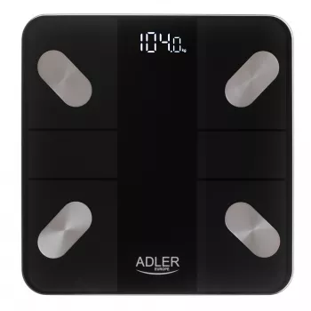 Balança de casa de banho inteligente Adler AD 8186b desligar automático análise de gordura corporal medição do índice de massa corporal (IMC) análise de massa óssea peso máximo (capacidade) 180 kg função de memória múltiplos us