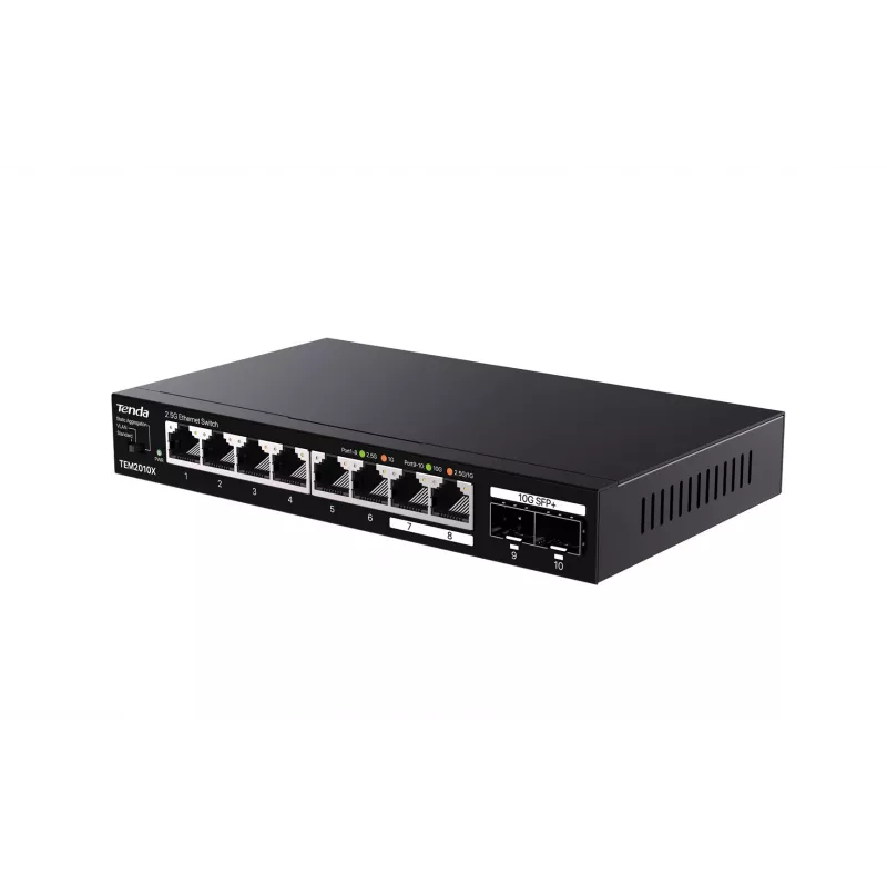 Switch de rede Tenda TEM2010X 2.5G Ethernet (100/1000/2500) de secretária preto