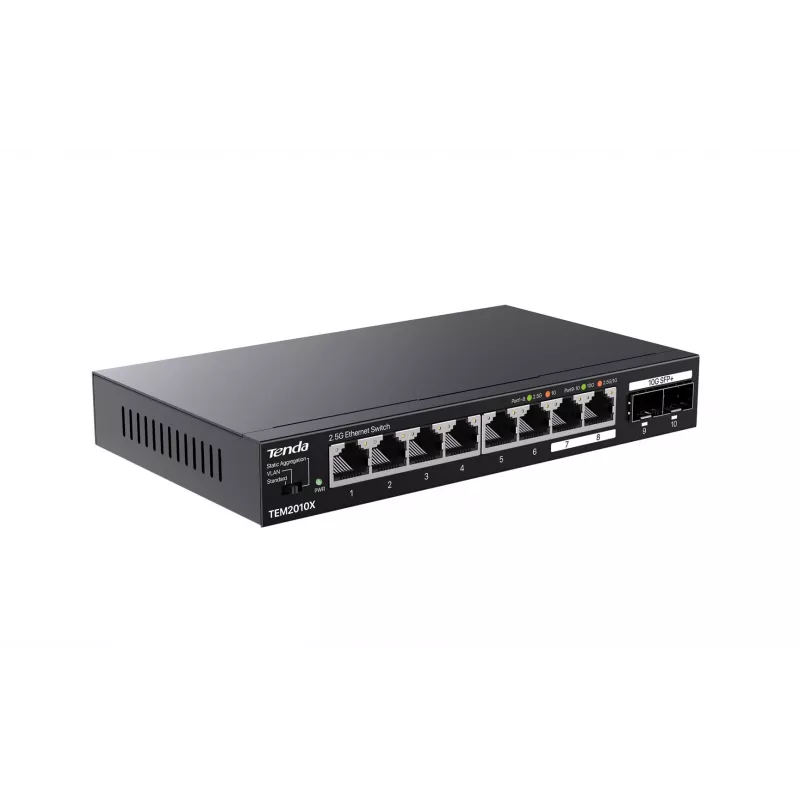 Switch de rede Tenda TEM2010X 2.5G Ethernet (100/1000/2500) de secretária preto