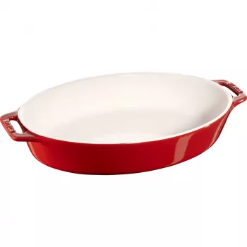 Prato de cerâmica oval Staub - 2,3 l, vermelho