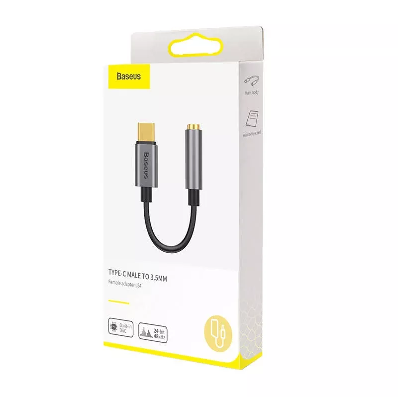 Baseus L54 Adaptador de áudio USB-C + minijack 3,5 mm (Preto+Cinzento)