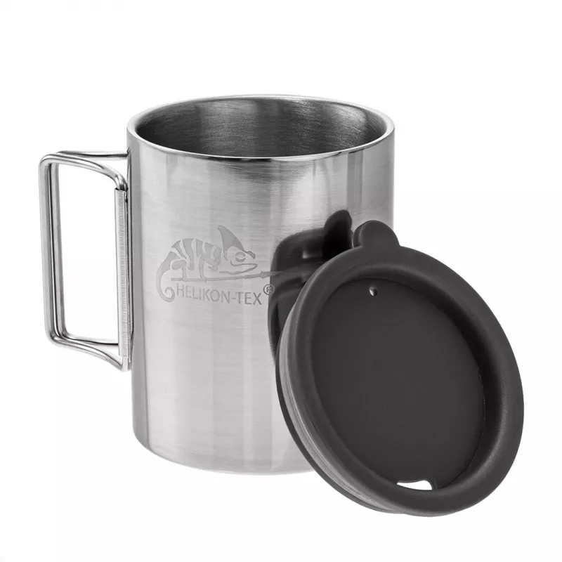 Caneca térmica Helikon com tampa 250 ml prateado, preto