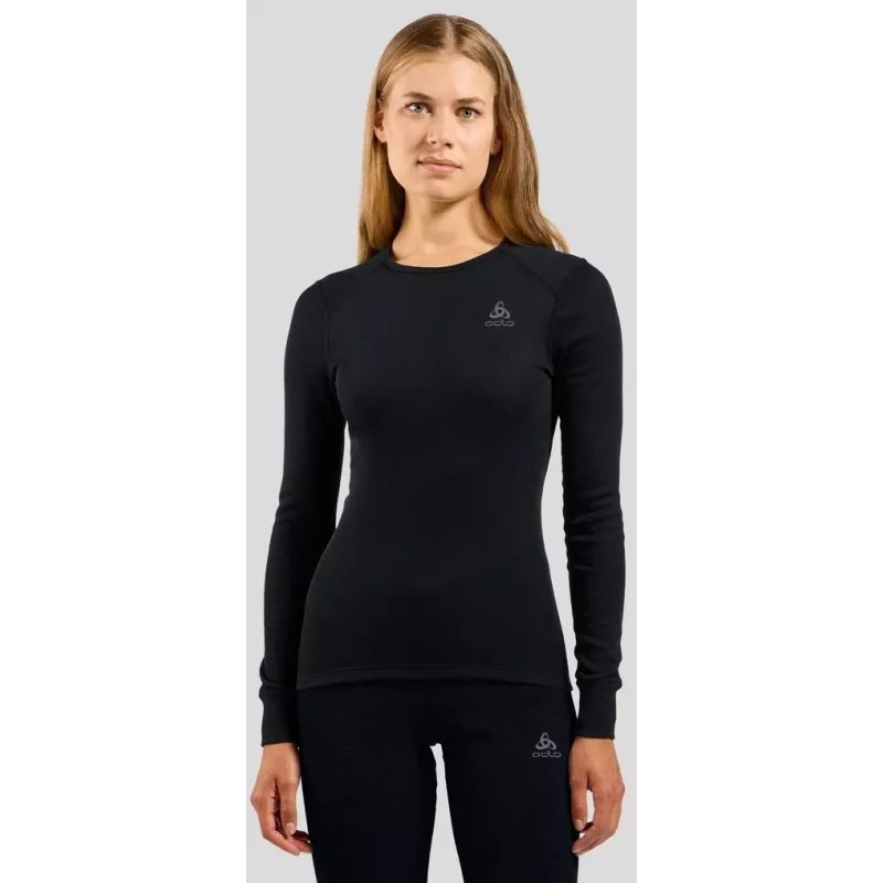 T-shirt de mulher Odlo BL TOP decote redondo l/s ACTIVE WARM ECO, tamanho S, preta