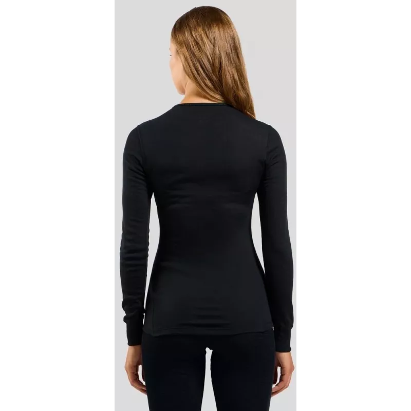 T-shirt de mulher Odlo BL TOP decote redondo l/s ACTIVE WARM ECO, tamanho S, preta