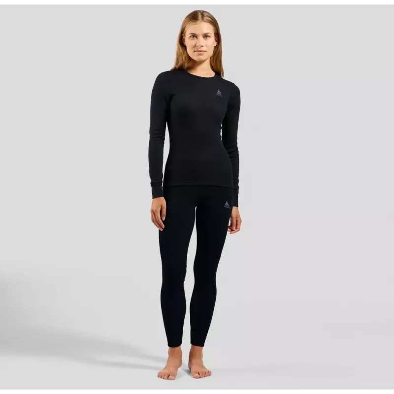 T-shirt de mulher Odlo BL TOP decote redondo l/s ACTIVE WARM ECO, tamanho S, preta