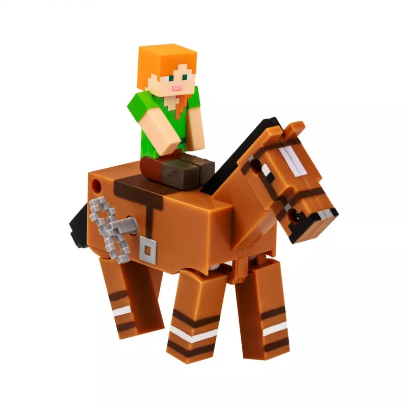 Brinquedo de corda 3D Minecraft S2 - Alex & Cavalo