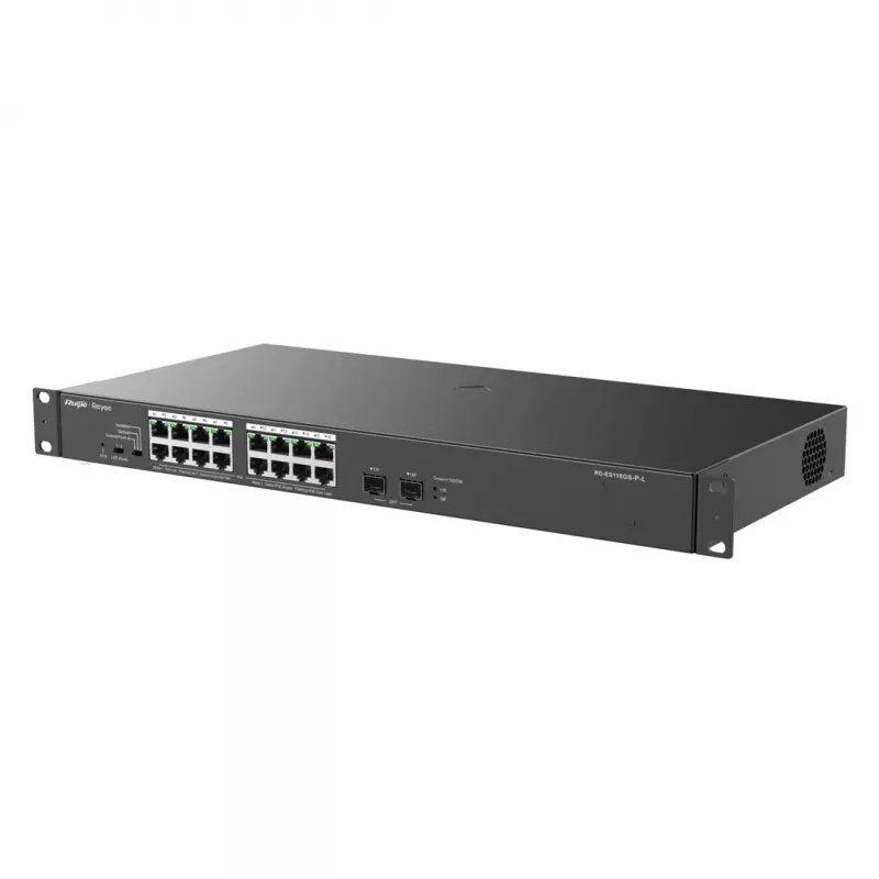 Reyee Switch 16 portas 1000 Mbit/s + 2 portas Gigabit SFP, 16 das portas suportam PoE/PoE+ – 1 Gbit/s
