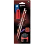 Lápis de grafite de madeira Staedtler Noris HB com borracha — prateado-coral, conjunto de 2