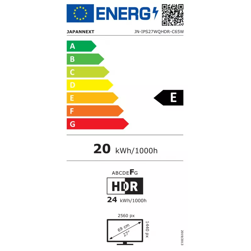 JAPANNEXT JN-IPS27WQHDR-C65W 16:9 HDMI/DP WQHD - ecrã plano (TFT/LCD)