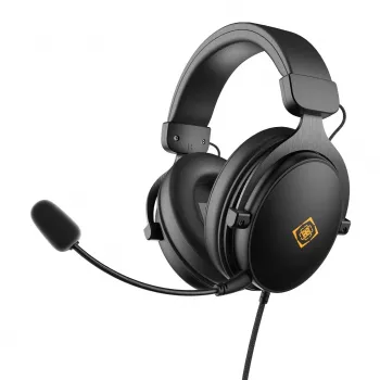 Deltaco GAM-190 headset gaming couro proteico cabo 3,5 mm preto