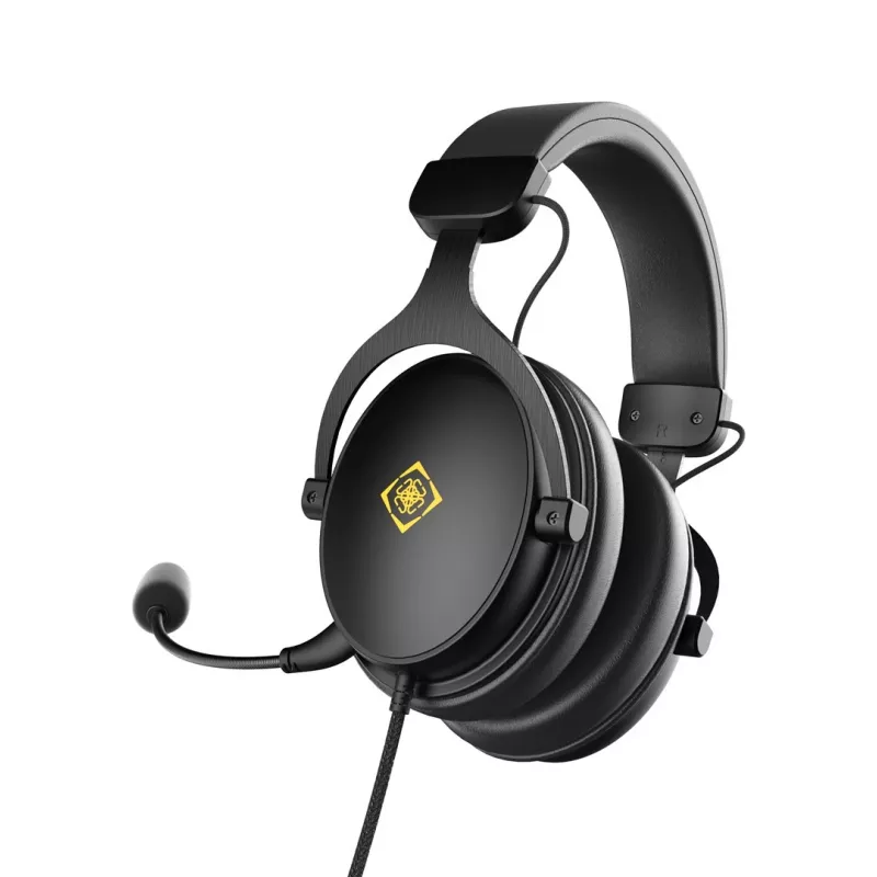 Deltaco GAM-190 headset gaming couro proteico cabo 3,5 mm preto