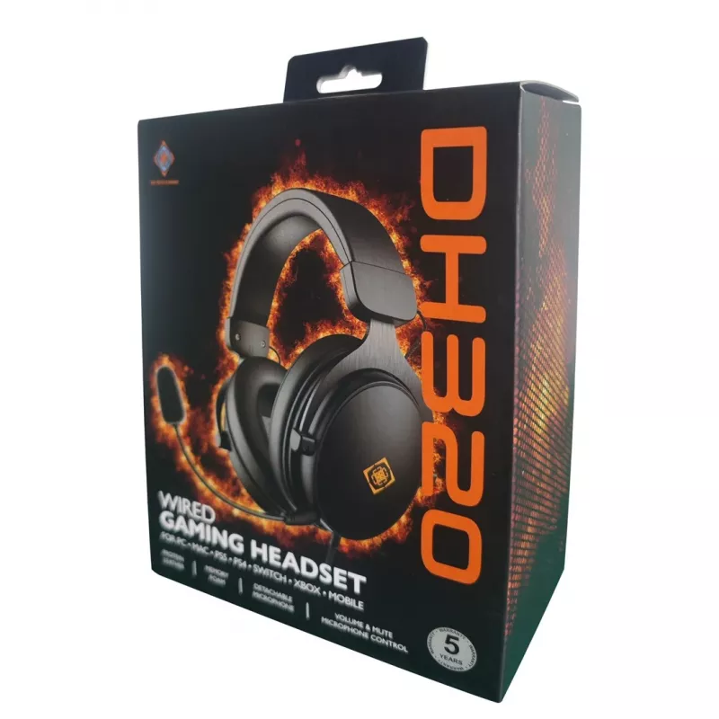 Deltaco GAM-190 headset gaming couro proteico cabo 3,5 mm preto