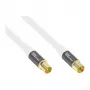 Cabo de antena SmartFLEX, ficha IEC/coaxial macho para fêmea, dourado, blindagem quádrupla, nível de blindagem 120 dB, branco, 1,5 m, Good Connections® (GC-M2042)