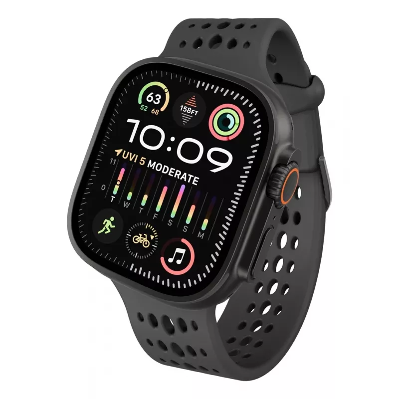 Decoded Silicone Ares O Band - pulseira de silicone para Apple Watch 44/46/49 mm (preto)