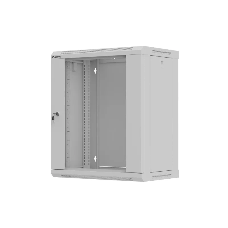Armário Rack de parede 19 polegadas 12HE 540x350 cinzento porta de vidro (embalagem plana)
