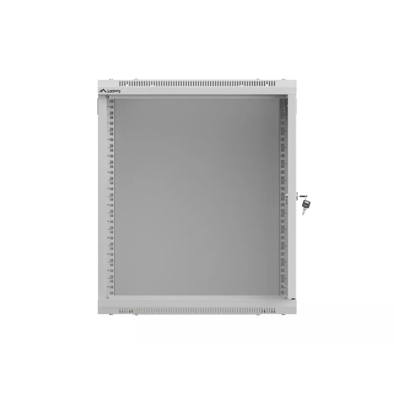 Armário Rack de parede 19 polegadas 12HE 540x350 cinzento porta de vidro (embalagem plana)